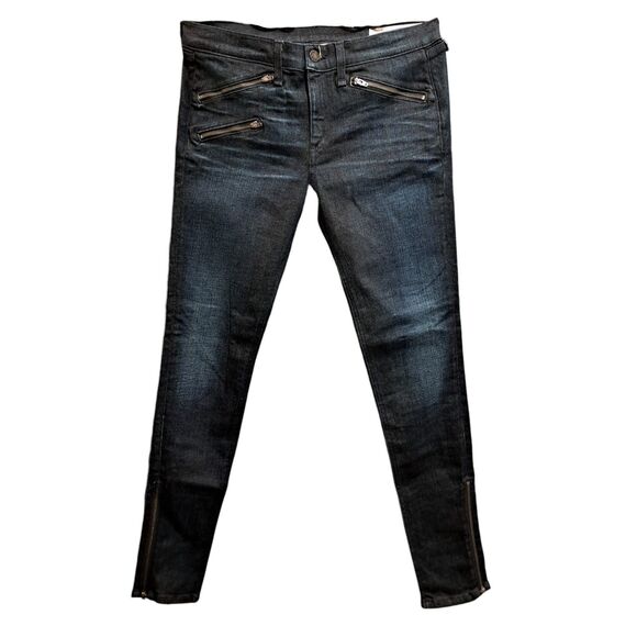 rag & bone Denim - Rag & Bone Kensington Moto Skinny Jeans Pockets Zippers Women Size 29 Dark Wash